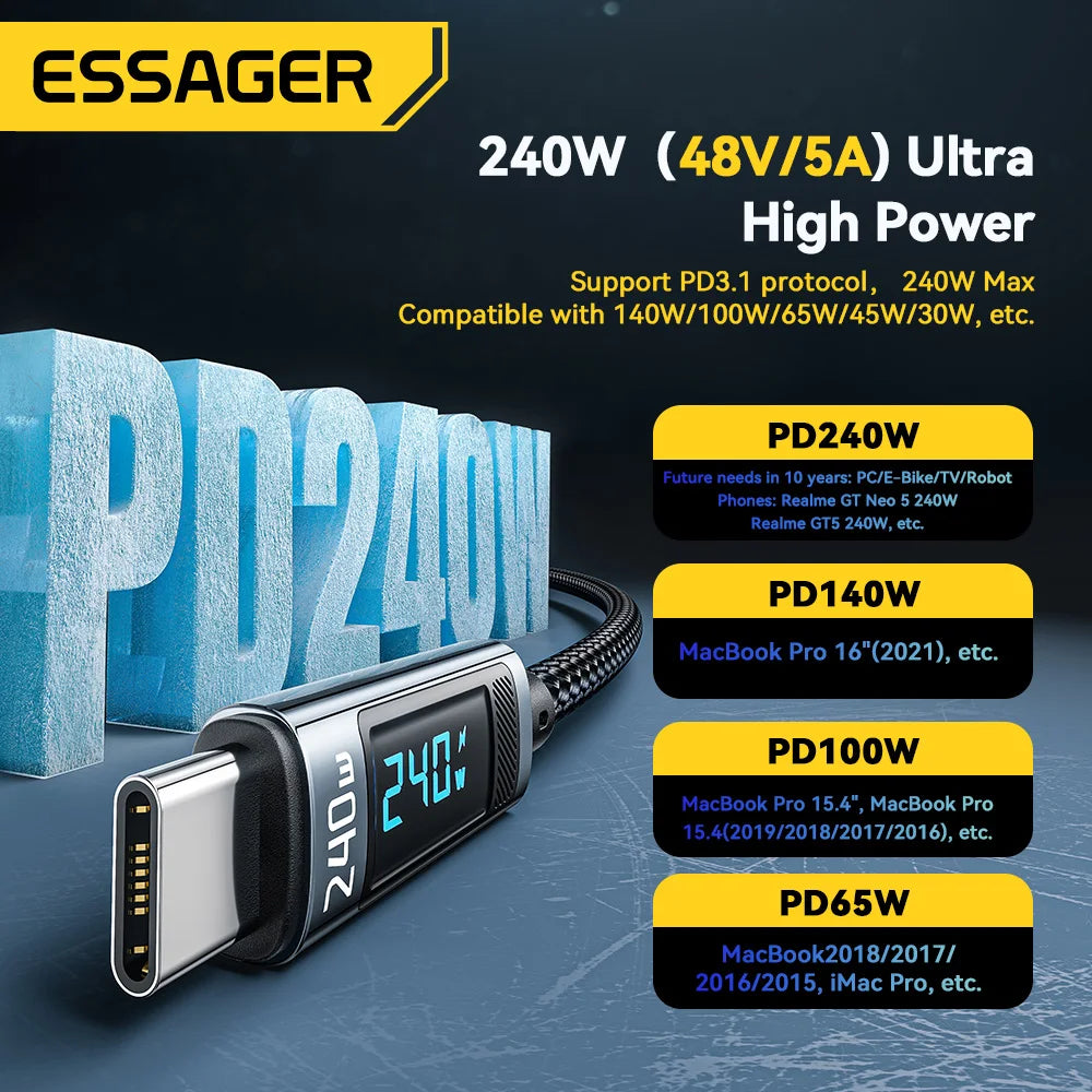 Essager 240W Ultra Powerful USB-C Cable