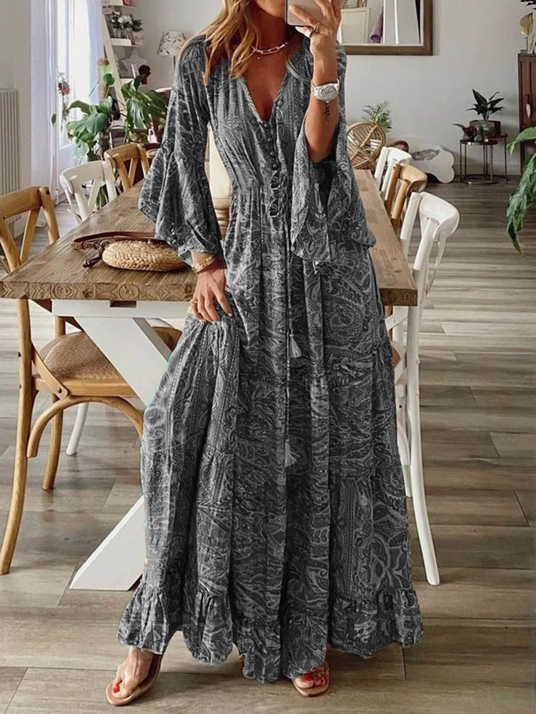 Long floral print summer dress