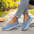 Chaussures Slip-On de Marche Femme en Maille Respirante – À Enfiler, Souples & Confortables – Semelle Compensée Antidérapante