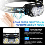 9LED Headlamp - 6 modes + Motion Sensor