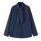Chemise Élégante Femme à Col Lavallière & Manches Longues