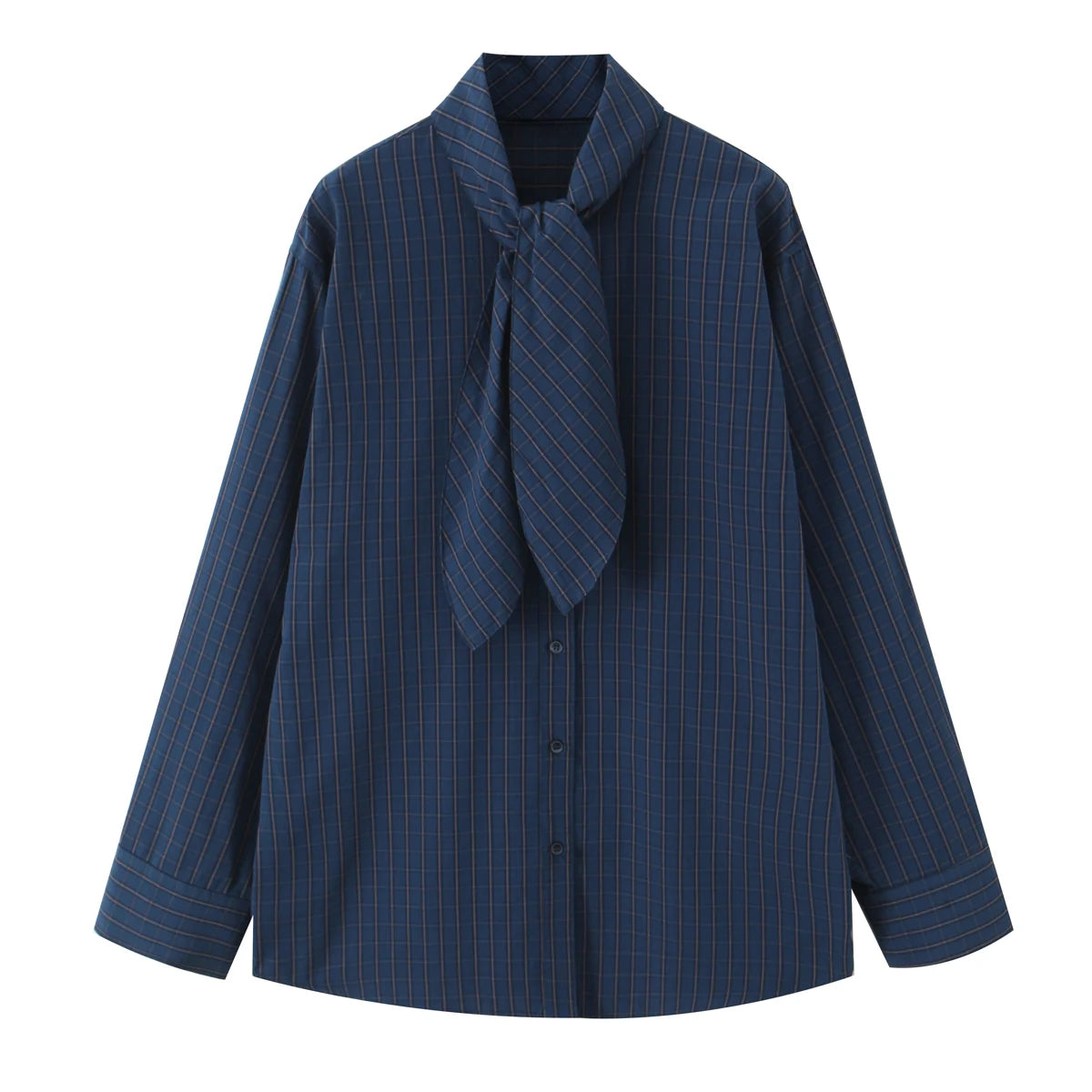 Chemise Élégante Femme à Col Lavallière & Manches Longues