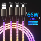 3-in-1 RGB Light Cable - 66W Charging