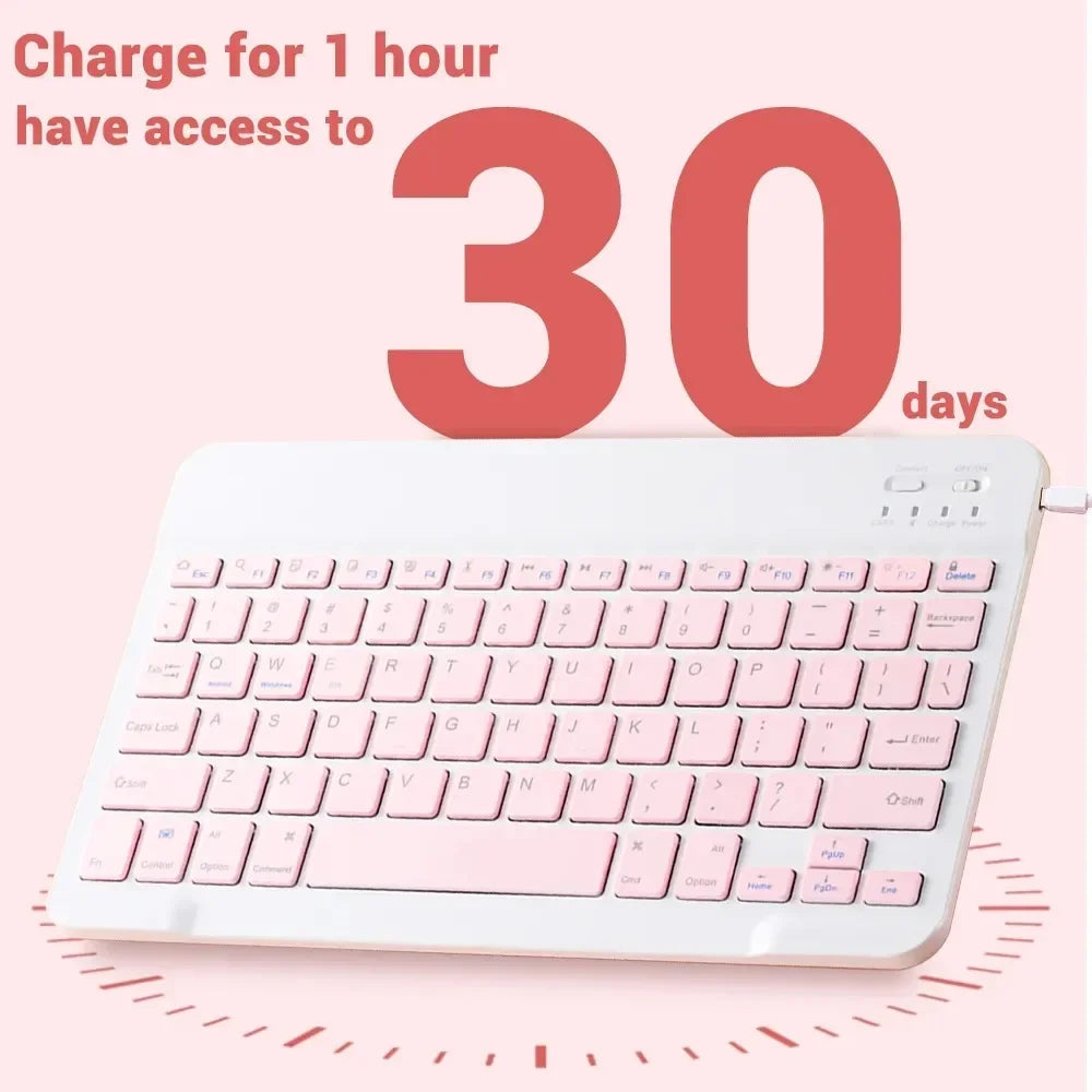 Clavier Bluetooth Sans Fil Rechargeable – Compatible Android, iOS et Windows + Souris Sans Fil OFFERTE