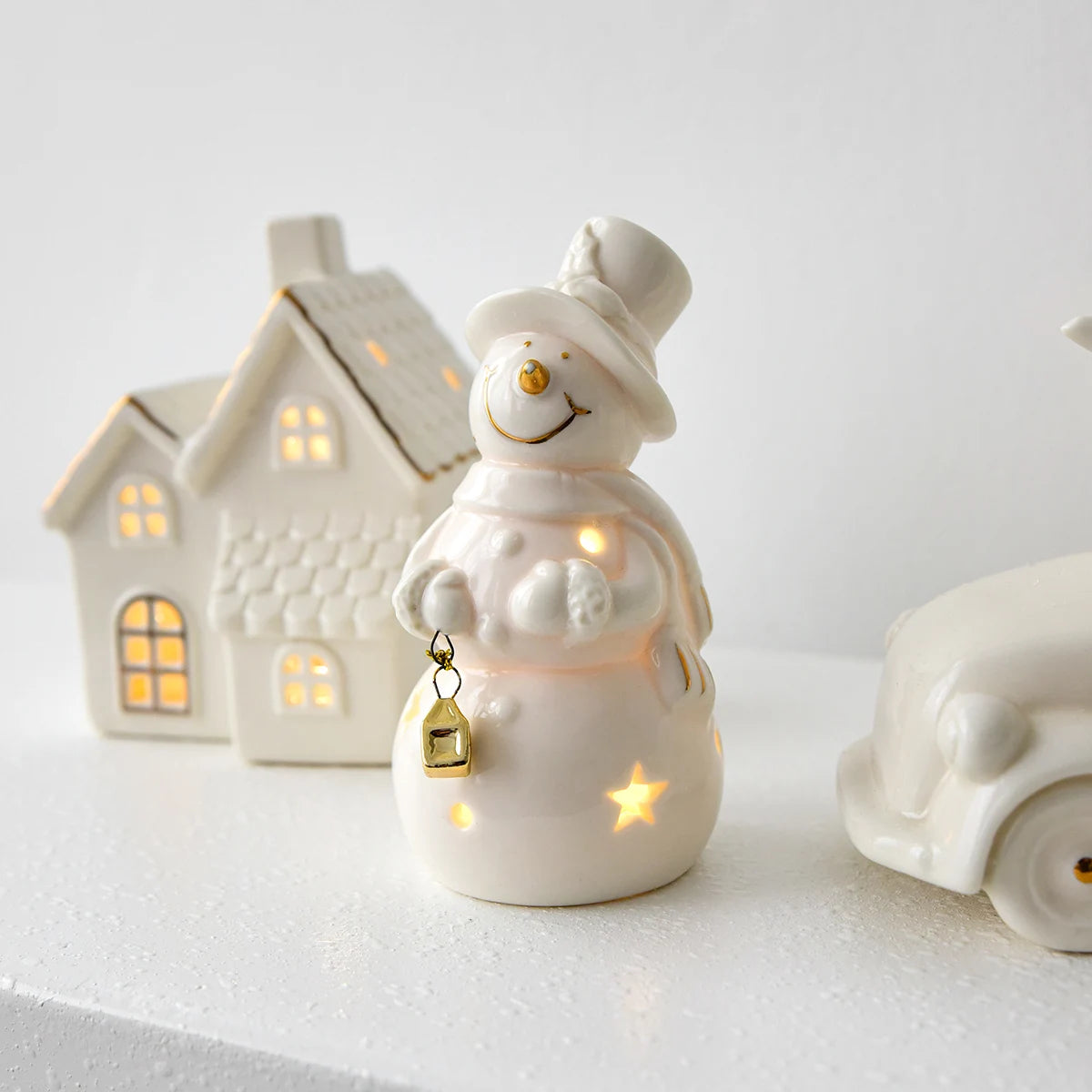 White Ceramic LED Christmas Decoration