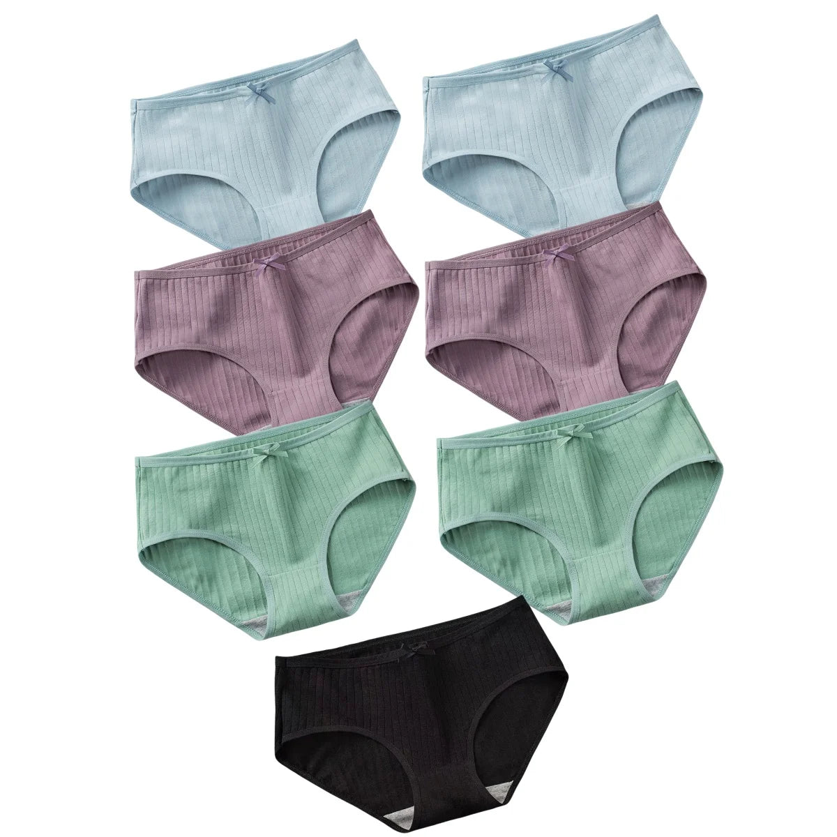 Pack of 7 Ribbed Cotton Briefs with Small Bow