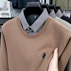 Men's Warm Winter Sweater with Integrated Polo Collar