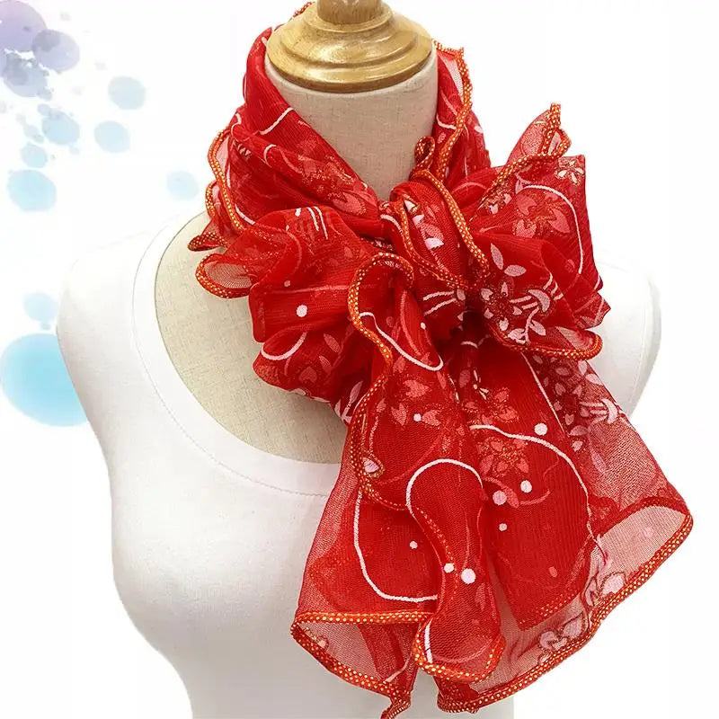 Foulard Femme Fleuri à Paillettes – Effet Soie, Léger & Élégant – Mi-Saison