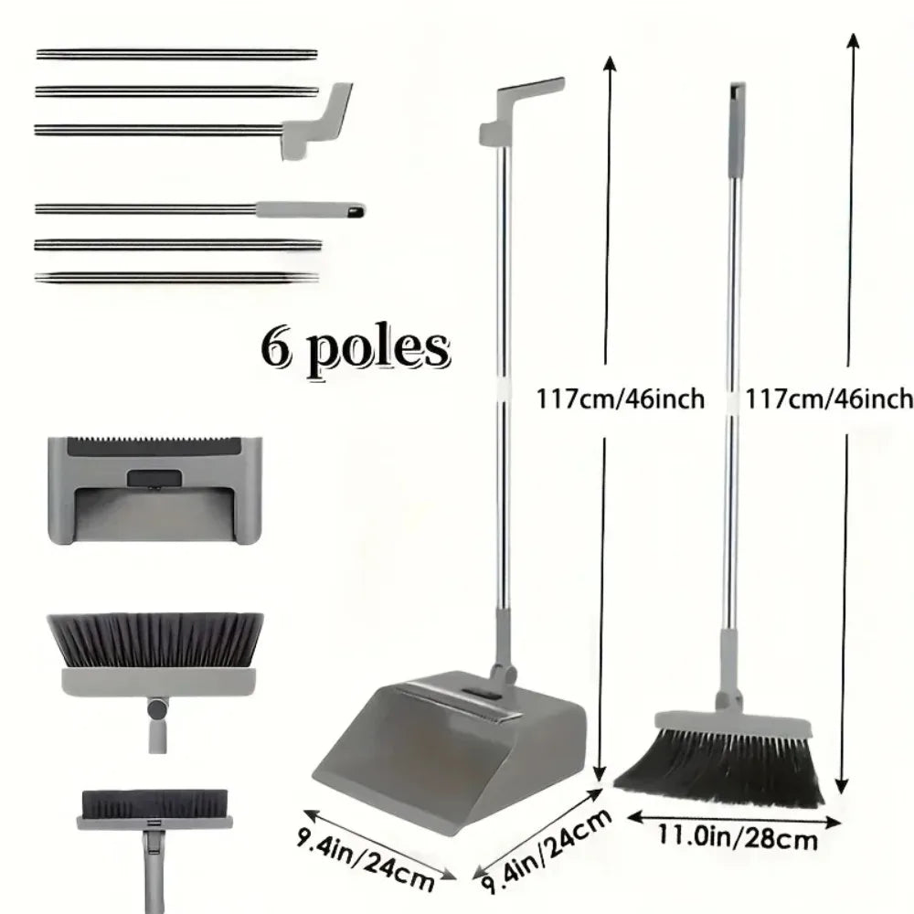 4-in-1 Broom with Dustpan, Brush, and Squeegee