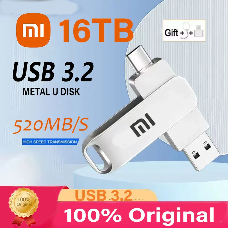 USB 3.2 Flash Drive Up to 16TB + FREE Type-C Adapter
