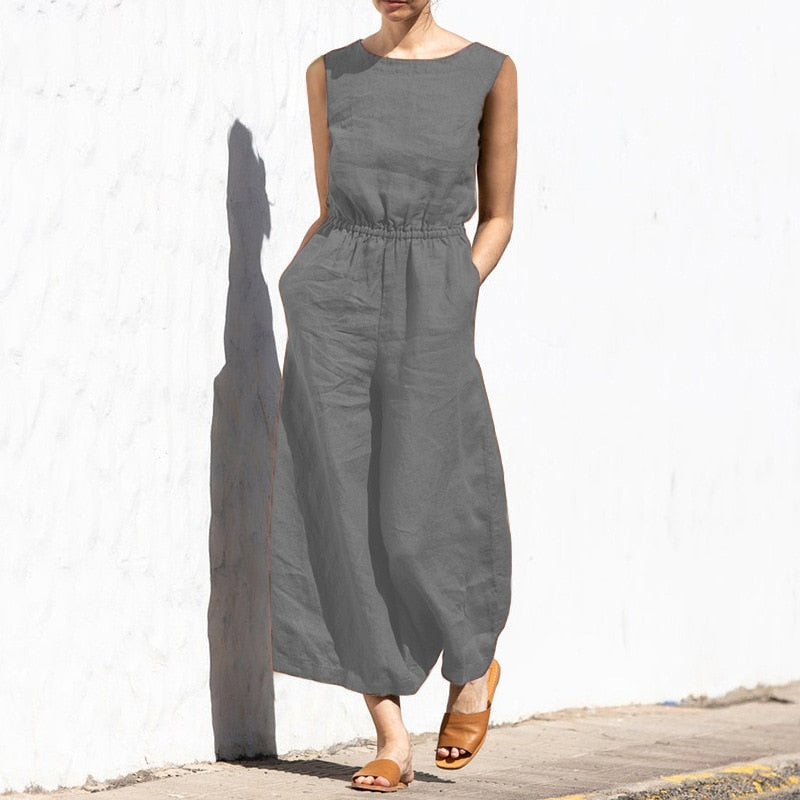 Women's breathable linen jumpsuit