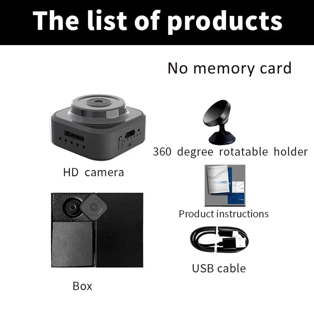 Mini caméra WiFi HD 1080P + Carte SD 16Go