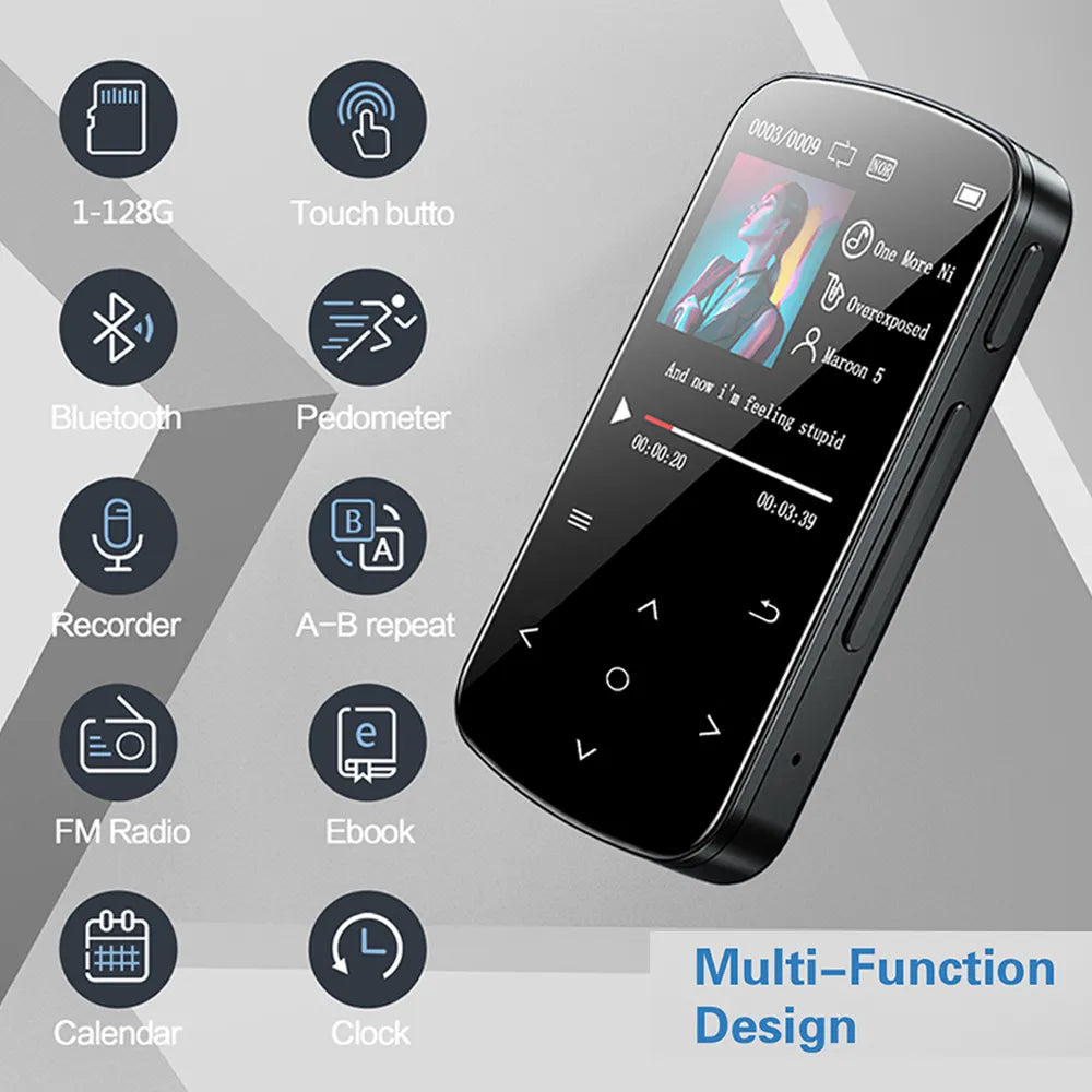 Mini Multifunction MP3 Player - FM Radio, Voice Recorder, Pedometer + SD Card + Earphones
