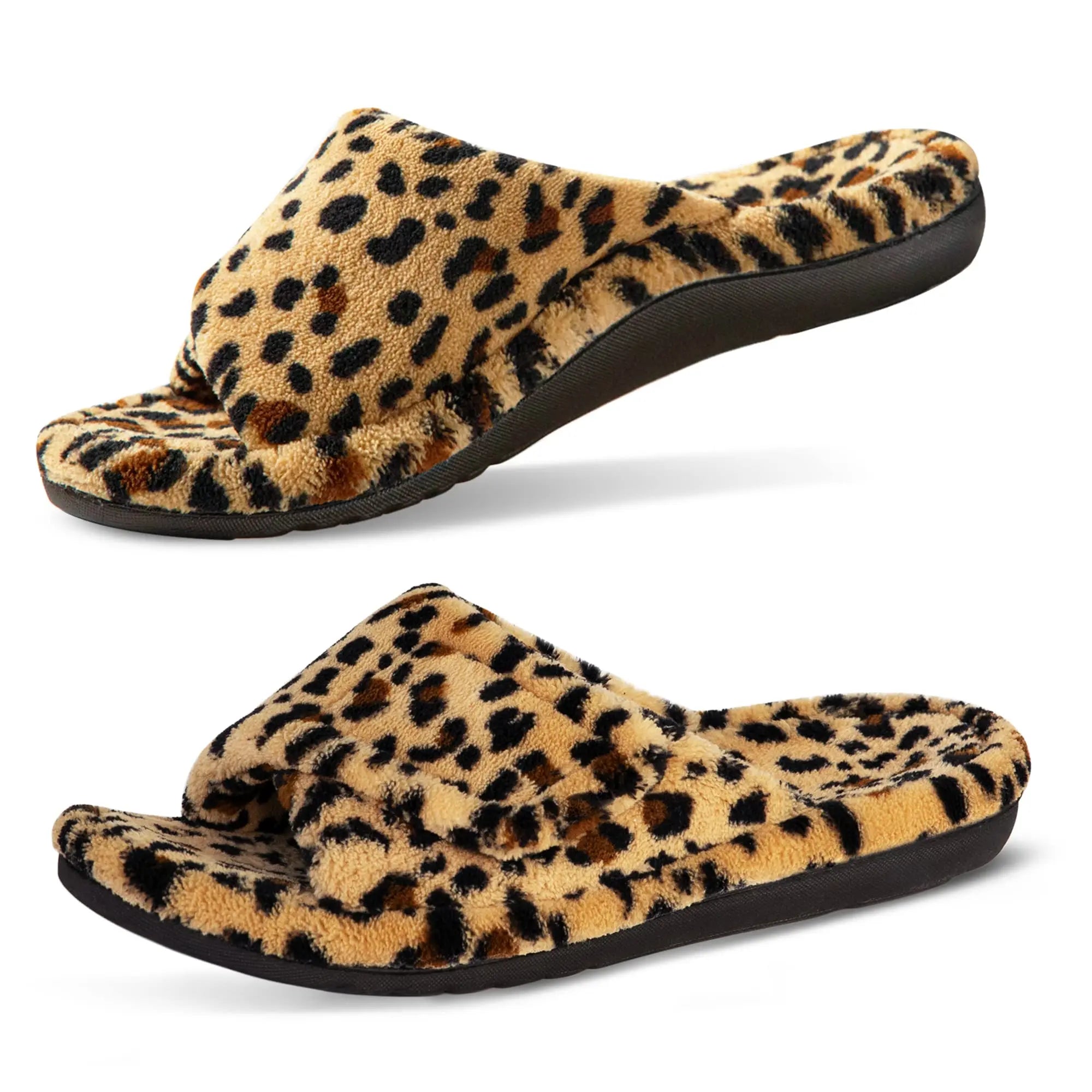 Open-Toe Indoor Slippers with Hook-and-Loop Fastener & Non-Slip Sole