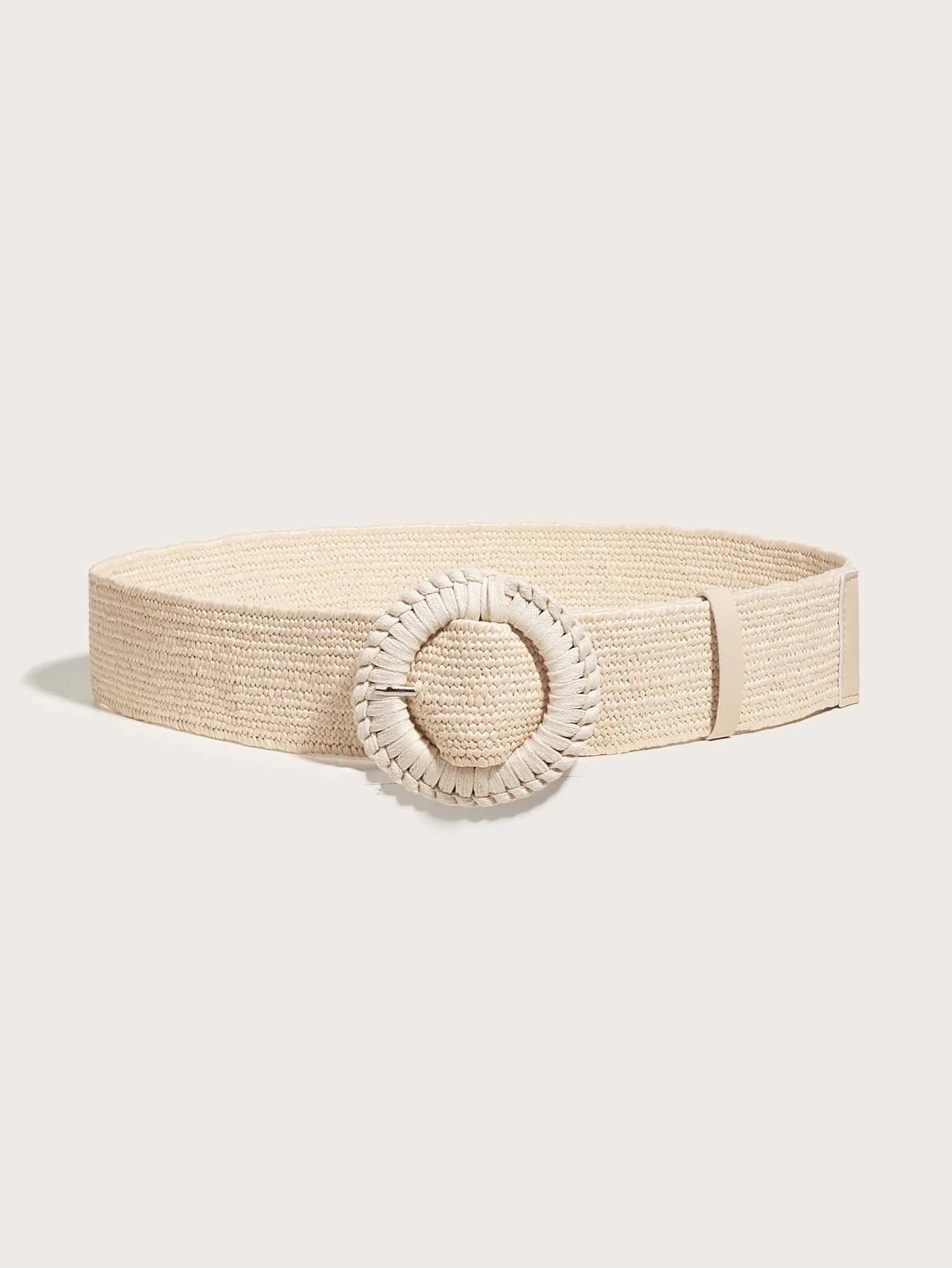 Wide Braided Elastic Belt - Chic Round Buckle