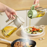Pulvérisateur d'huile de cuisine en verre 2 en 1 avec poignée