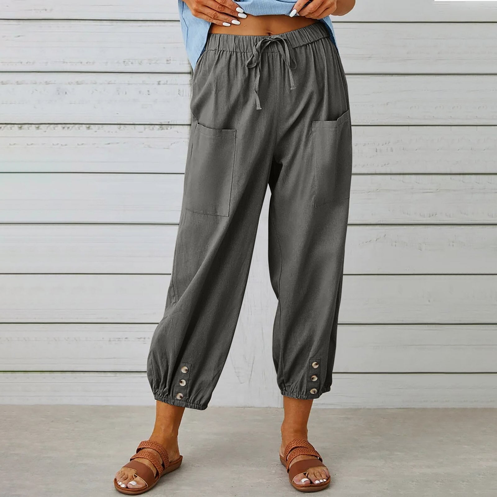 Pantalon ample droit à jambe large pour femmes