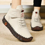 Faux leather fleece-lined ankle boots - Easy to slip on