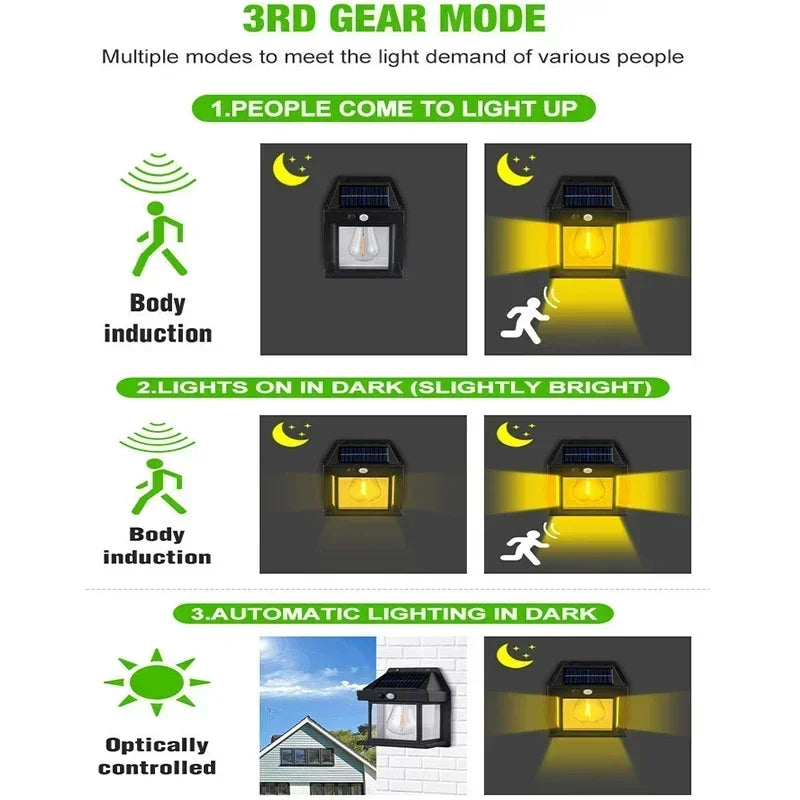 4-Pack Solar Powered Waterproof Outdoor Wall Sconces with Motion Sensor