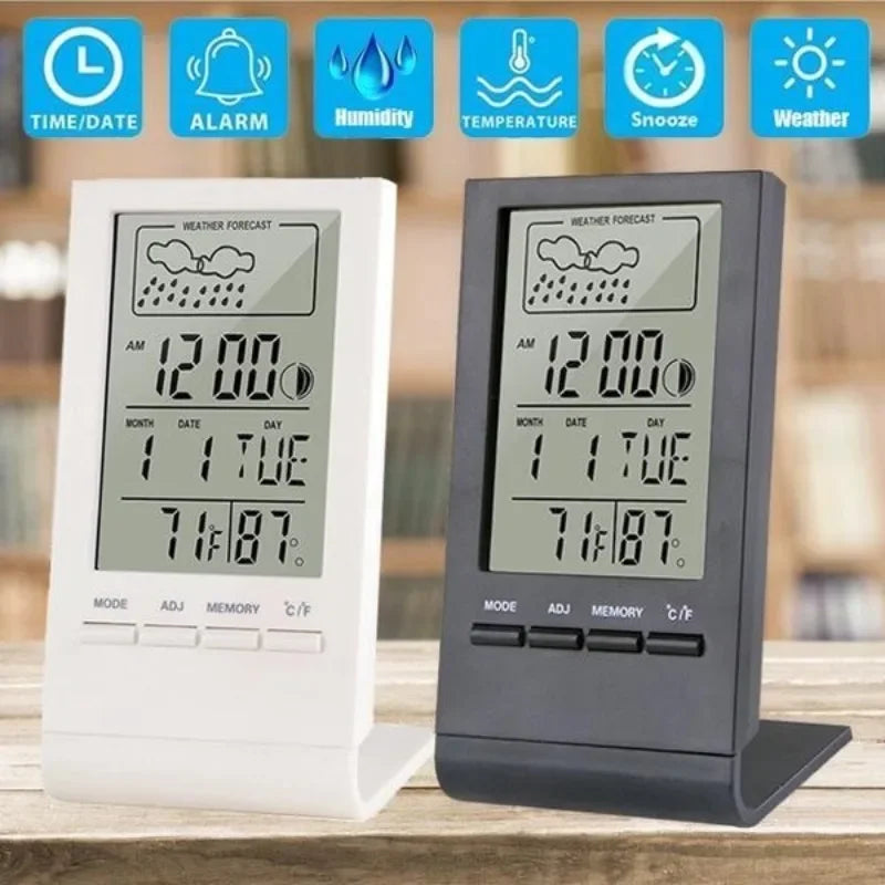 Station Météo d'Intérieur Numérique - Thermomètre, Hygromètre, Horloge & Date