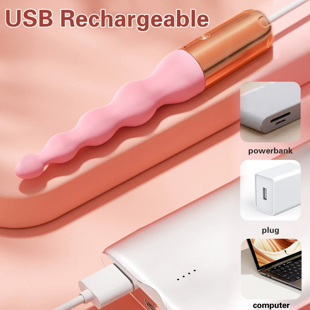 SilkBeads – Baguette Anale Vibrante en Silicone Doux avec 4 Perles Graduées et 10 Modes de Vibration