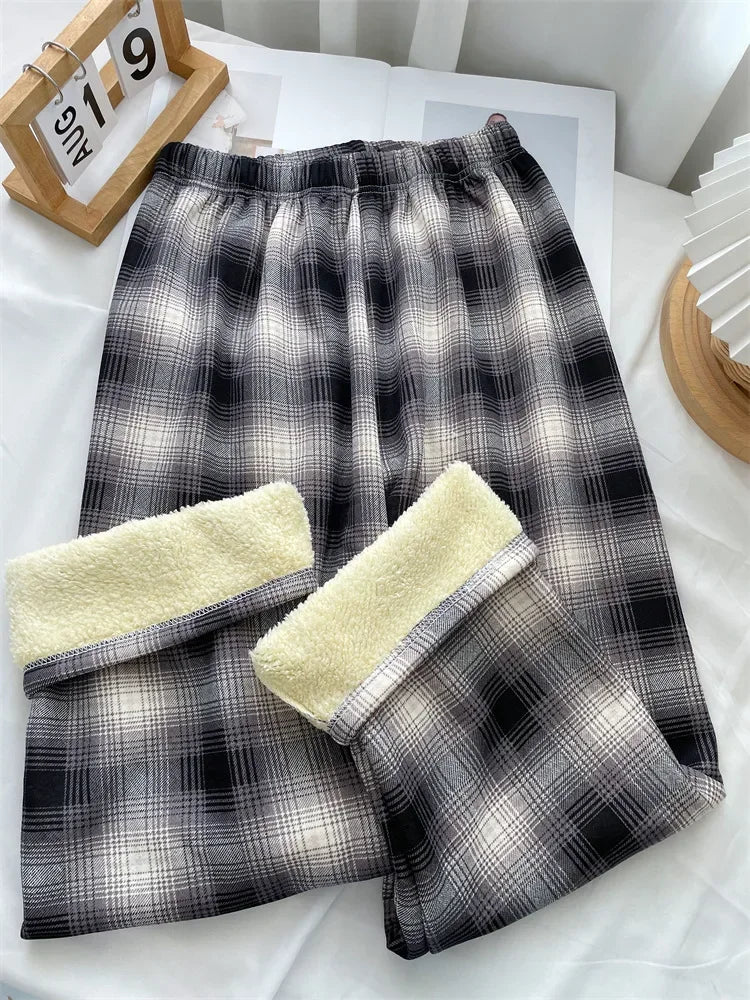 Warm Plaid Trousers - Fleece Lined