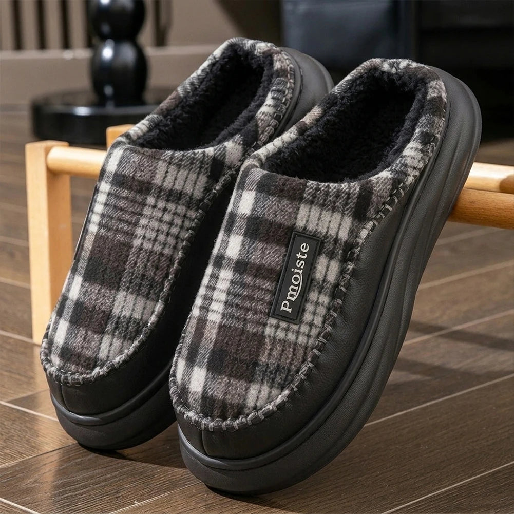 Chaussons Fourrés Homme Style Charentaises – Mémoire de Forme, Soutien Plantaire & Semelle Antidérapante