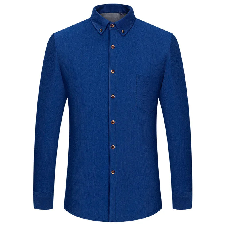 Corduroy shirt with warm fleece interior - Solid color