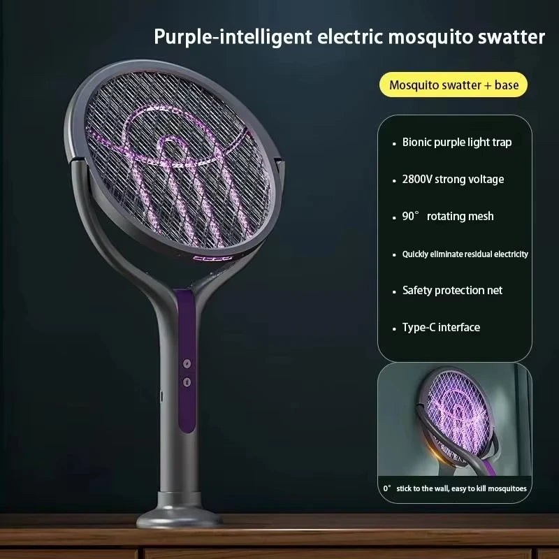 Raquette anti-moustiques électrique et télescopique — Rotation pratique
