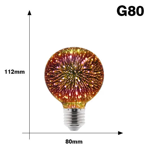 3D Colorful Fireworks LED Bulb