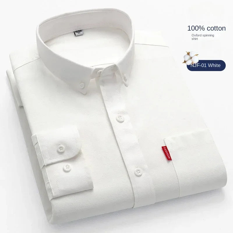Chemise à Manches Longues 100% Pur Coton Homme