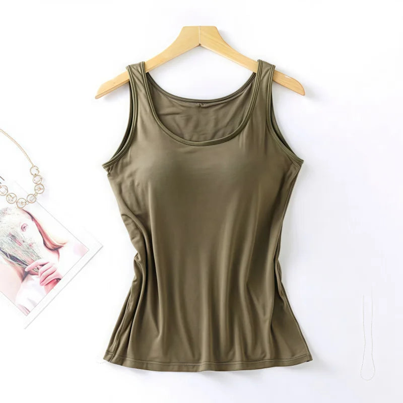 Women's Tank Top with Built-in Bra - Slim Fit, Everyday Comfort