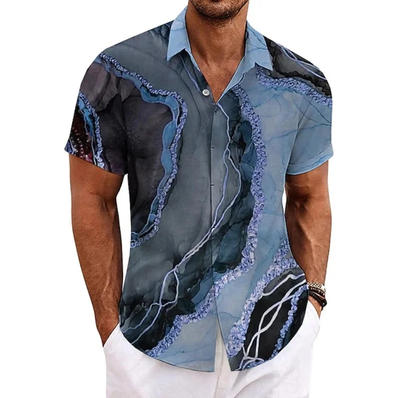 Lightweight Marble Print Shirt - Men Summer