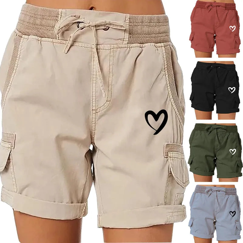 Short Cargo Femme Imprimé Coeur