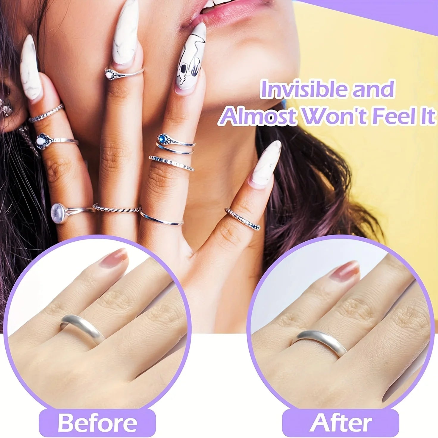 Lot de 16 Ajusteurs de Taille de Bague en Silicone