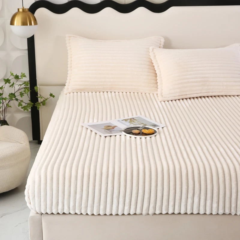 Drap Housse Chaud & Doux en Velours Côtelé