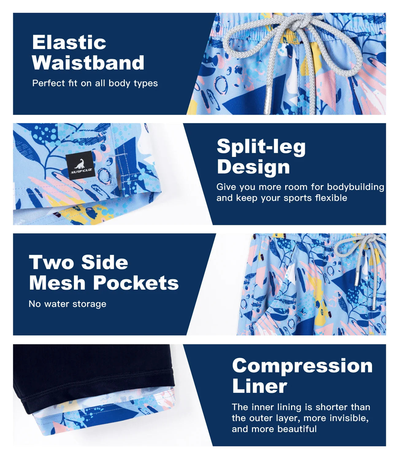 Swimsuit with integrated compression lining