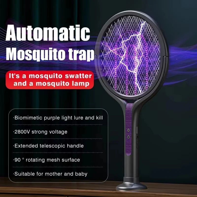 Raquette anti-moustiques électrique et télescopique — Rotation pratique