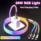 Câble 3-en-1 Lumineux RGB - Charge 66W