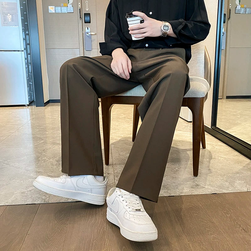 Pantalon de Costume Coupe Droite à Pinces Homme