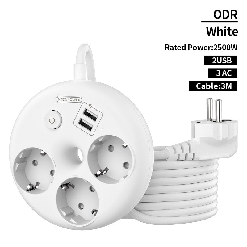 Mini multiprise ralonge intelligente - 3 prises + 2 ports USB