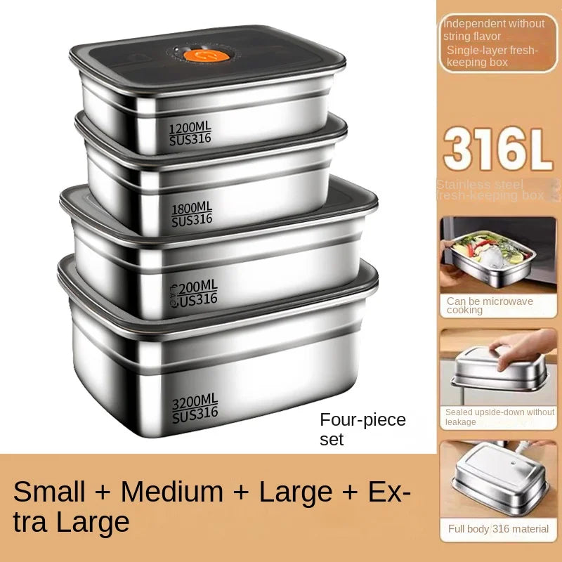 4PCS Boîtes de Conservation en Acier Inox 316 avec Indicateur de Date