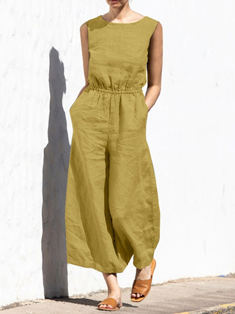 Women's breathable linen jumpsuit