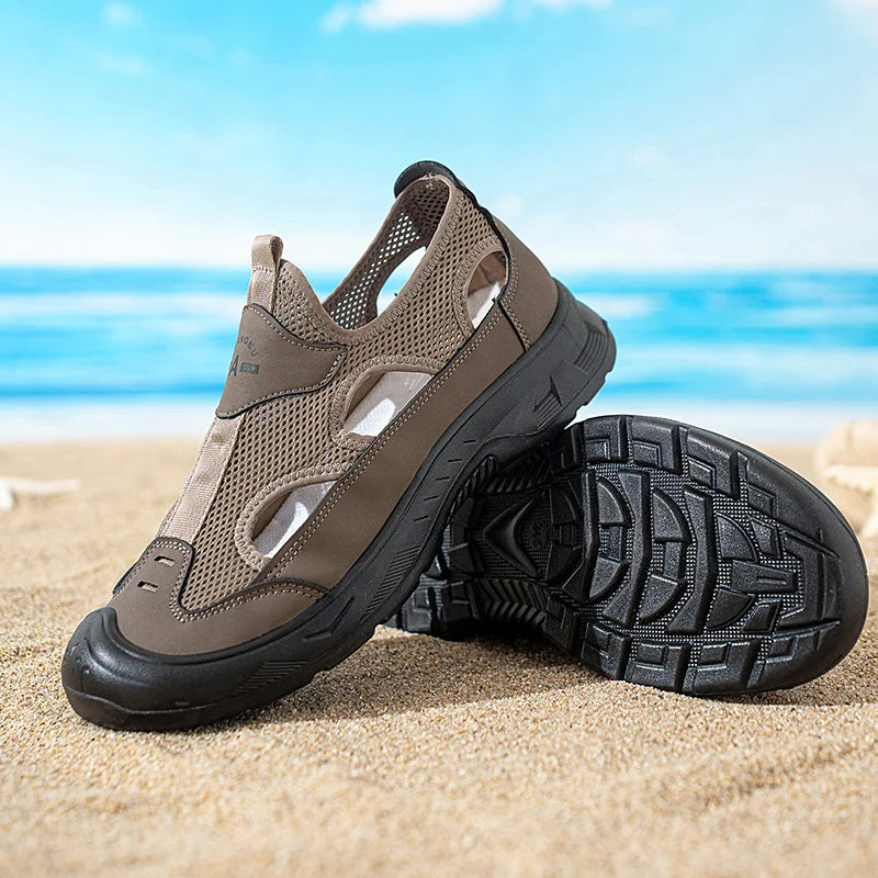Sandales homme été respirantes ajourées — ultra légères, antidérapantes, plage & marche