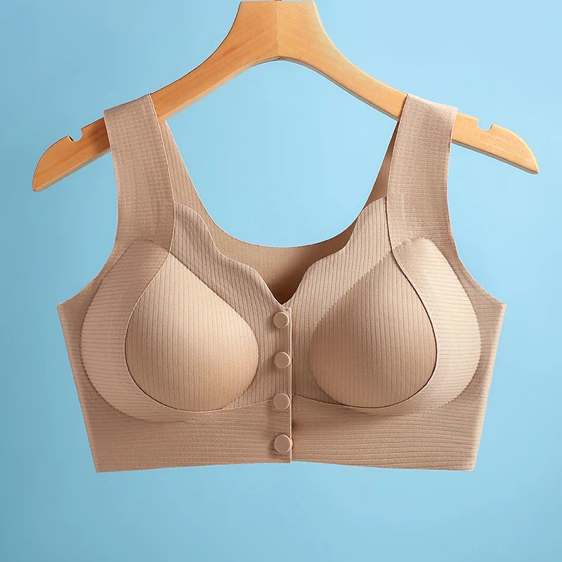 Seamless ribbed snap-front bralette
