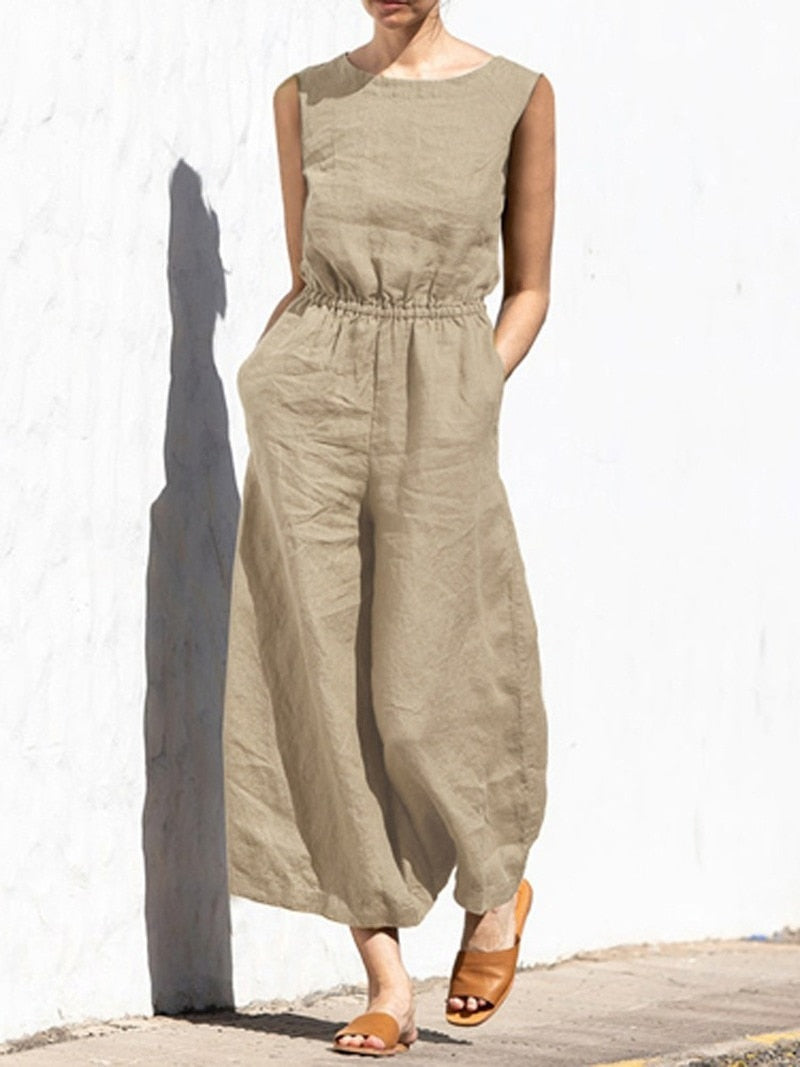 Women's breathable linen jumpsuit