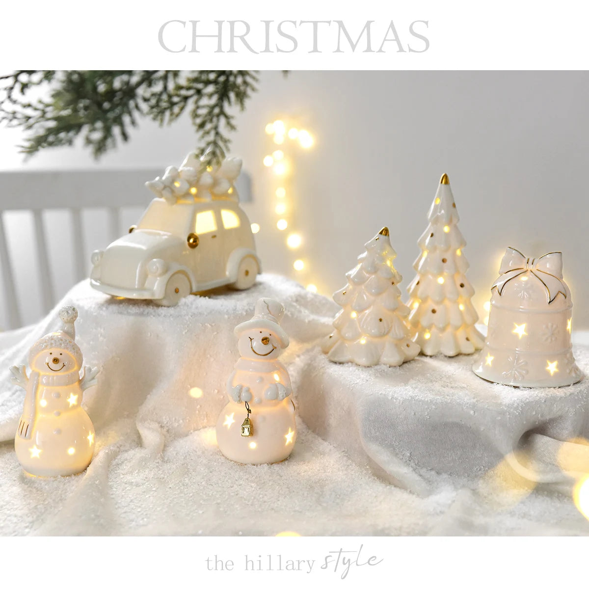 White Ceramic LED Christmas Decoration
