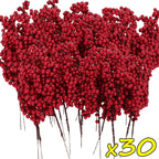 20x Artificial Christmas Holly Berries with Stem