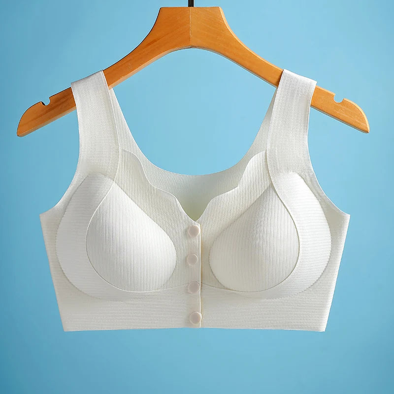 Seamless ribbed snap-front bralette