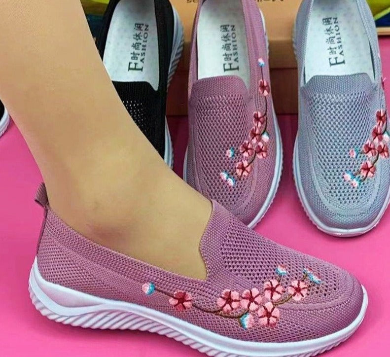 Mocassins respirants à motif floral